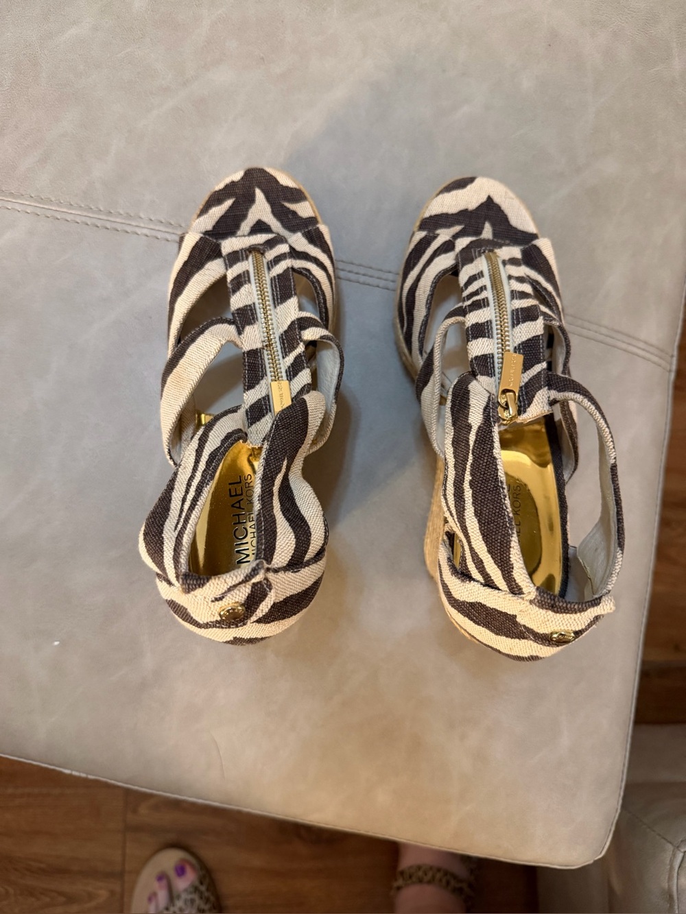 Michael Kors Zebra Print Espadrille Wedge Sandals Women’s 9.5